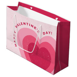 Roze Modern Love Heart Happy Valentine Day Groot Cadeauzakje