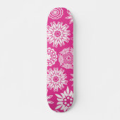 Roze Modern Meisje Abstract Trendy Cool Floral Persoonlijk Skateboard (Voorkant)
