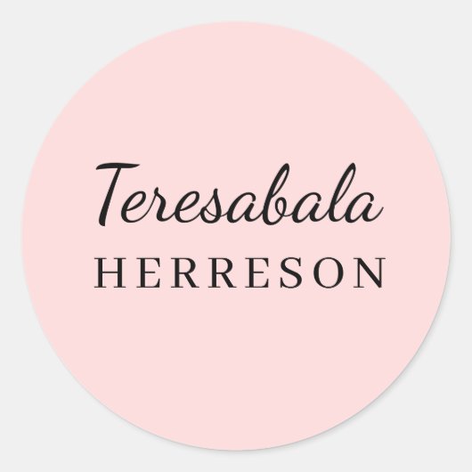 Roze Modern Minimaal Monogram Design Ronde Sticker (Voorkant)