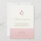 Roze Modern Minimal Boho Wildflower Baby shower Bedankkaart (Voorkant)