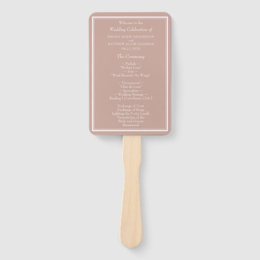 Roze Modern Minimalistisch Huwelijksprogramma Handwaaier (Voorkant)
