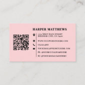 Roze Modern Minimalistisch Logo QR Code Zakelijke Visitekaartje (Achterkant)