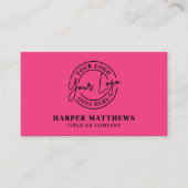 Roze Modern Minimalistisch Logo QR Code Zakelijke Visitekaartje (Voorkant)