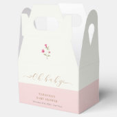 Roze Modern Minimalistisch Wildflower Baby shower Bedankdoosjes (Geopend)