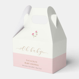 Roze Modern Minimalistisch Wildflower Baby shower Bedankdoosjes