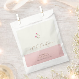 Roze Modern Minimalistisch Wildflower Baby shower Bedankzakje