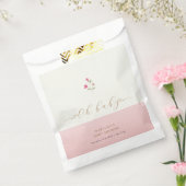 Roze Modern Minimalistisch Wildflower Baby shower Bedankzakje (Gezegeld)