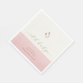 Roze Modern Minimalistisch Wildflower Baby shower Servet (Hoek)