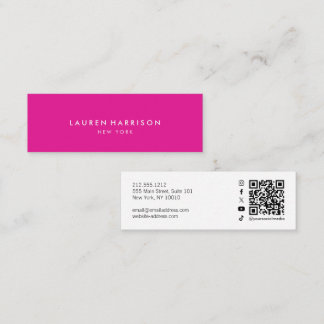 Roze Modern Minimalistische Qr Code Sociale Media Mini Visitekaartje