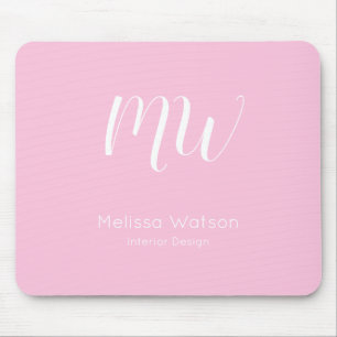 Roze Modern Monogram Medewerker Initialen Business Muismat
