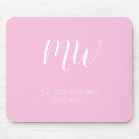 Roze Modern Monogram Medewerker Initialen Business Muismat (Voorkant)