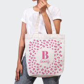 Roze Modern Monogram Naam Initiaal Canvas tas
