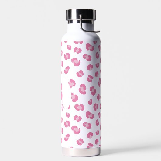 Roze Modern Monogram Naam Initiaal Waterfles (Links)