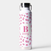 Roze Modern Monogram Naam Initiaal Waterfles (Voorkant)