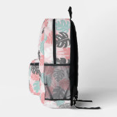  Roze Modern Monstera Tropical Pattern Meisjes Bedrukte Rugzak (Rechts)
