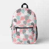  Roze Modern Monstera Tropical Pattern Meisjes Bedrukte Rugzak (Voorkant)