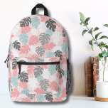Roze Modern Monstera Tropical Pattern Meisjes Bedrukte Rugzak<br><div class="desc">Trendy Moderne Monstera Leaf Tropische Patroon Gedrukte Rugzak. Deze moderne monstera bladprint, gesierd met rustgevende roze, blauwgroen (bijna een zeegroen), wit en grijs, nodigt uit tot een gevoel van rust en eigentijdse elegantie. Dit patroon dient als een stijlvolle en veelzijdige aanvulling op uw leven. Geweldig voor terug naar school voor...</div>