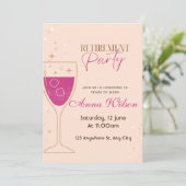 Roze Modern Pensioen Party Uitnodiging (Staand voorkant)