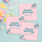 Roze Modern Pool Party Volwassen Verjaardag Vierkante Sticker