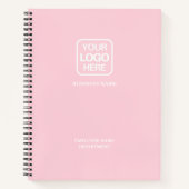 Roze | Modern Professioneel Bedrijfslogo Toevoegen Notitieboek (Voorkant)
