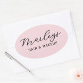 Roze Modern Schrift Zakelijk Monogram Ovale Sticker (Envelop)