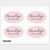 Roze Modern Schrift Zakelijk Monogram Ovale Sticker (Vel)