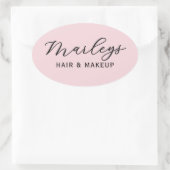 Roze Modern Schrift Zakelijk Monogram Ovale Sticker (Tas)