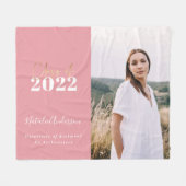 roze modern script afstudeerder multi-fotoreklasse fleece deken (Voorkant (Horizontaal))