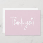 Roze Modern script Baby Meisje Douche Paar Bedankkaart (Voorkant / Achterkant)