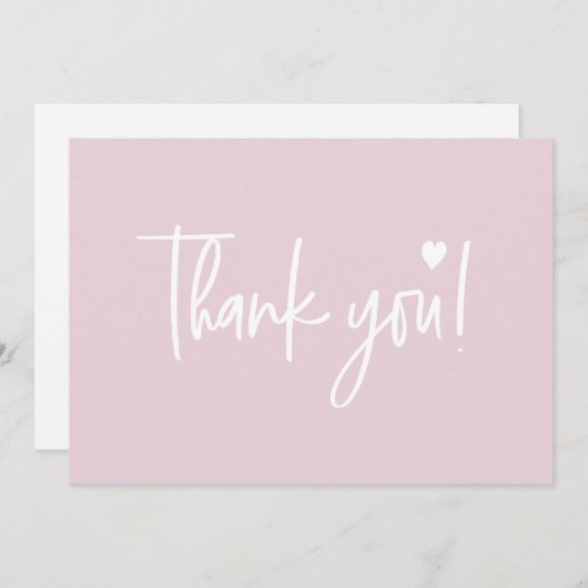 Roze Modern script Baby Meisje Douche Paar Bedankkaart (Voorkant / Achterkant)