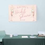 Roze modern script champagne vrijgezellenfeest wel spandoek (Beurs)