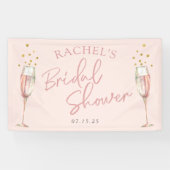 Roze modern script champagne vrijgezellenfeest wel spandoek (Horizontaal)