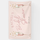 Roze modern script champagne vrijgezellenfeest wel spandoek (Verticaal)