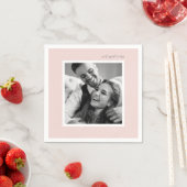 Roze Modern Script en Chic Stippen Trouwfoto Servet (Insitu)