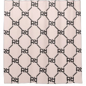Roze Modern Script Girly Monogram Initiaal Douchegordijn (Voorkant)