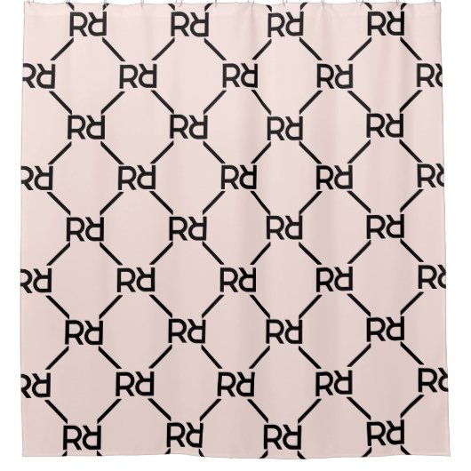 Roze Modern Script Girly Monogram Initiaal Douchegordijn (Voorkant)