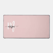 Roze Modern Script Girly Monogram Naam Bureaumat (Voorkant)