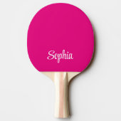 Roze Modern Script Naam Monogram Tafeltennisbatje (Achterkant)