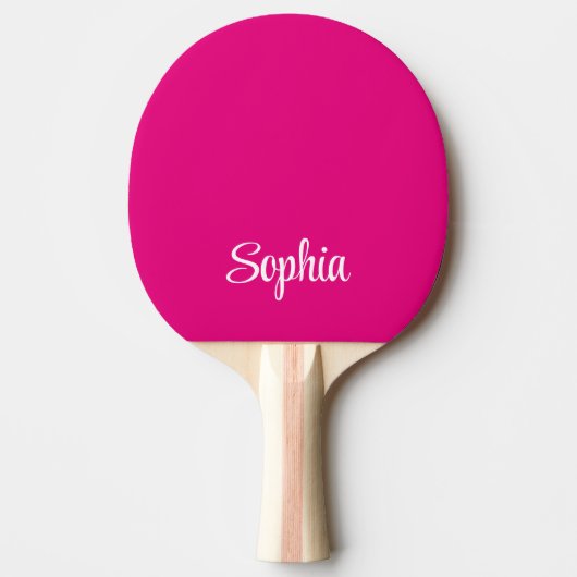 Roze Modern Script Naam Monogram Tafeltennisbatje (Voorkant)