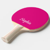 Roze Modern Script Naam Monogram Tafeltennisbatje (Voorkant Gekanteld)