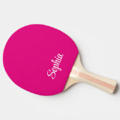 Roze Modern Script Naam Monogram Tafeltennisbatje (Zijkant)
