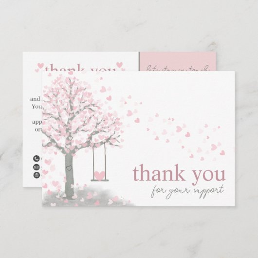 Roze Modern Script QR-code, dank u zakelijk Informatiekaartje (Voorkant / Achterkant)