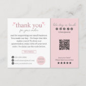 Roze Modern Script QR-code, dank u zakelijk Informatiekaartje (Achterkant)