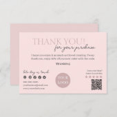 Roze Modern Script QR-code, dank u zakelijk Informatiekaartje (Voorkant / Achterkant)