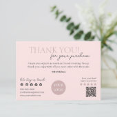 Roze Modern Script QR-code, dank u zakelijk Informatiekaartje (Staand voorkant)