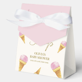 Roze Modern Summer Scoop Ice Cream Baby shower Bedankdoosjes