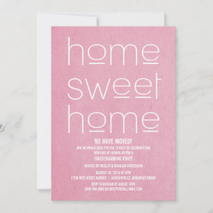 Roze Modern Sweet Home Housewarming Party Kaart