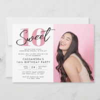 Roze Modern Sweet Zestien Verjaardag met Foto