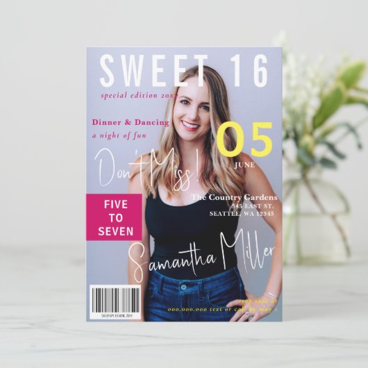 Roze modern tijdschrift Hoesje 2 Foto's gezoet 16 Kaart (Staand voorkant)