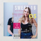 Roze modern tijdschrift Hoesje 2 Foto's gezoet 16 Kaart (Voorkant / Achterkant)